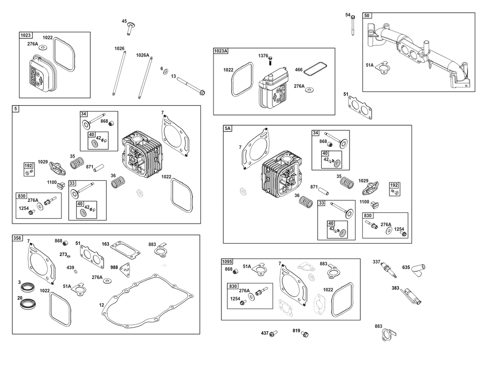 Cylinder Head Group Diagram and Parts List for 385777-0011-G1 200000 - 399999 Briggs and Stratton Engine